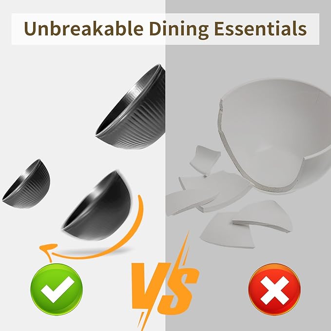 Wheat Straw Dishes Set for 8, Dinnerware Sets 32 piece, Unbreakable Plates, Bowls, Cups Sets for Kitchen Parties Camping RV - Grey