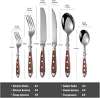 24-Piece 18/0 Stainless Steel Silverware set,Vintage Flatware set with Bakelite Handle,service for 4,Cutlery set (Brown)