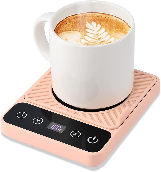 Mug Warmer - Electric Coffee Mug Warmer with Timer,Coffee Cup Warmer for Desk Auto Shut Off,Smart 6-Temperature Control, Coffee Accessories for Coffee Lovers, Pink