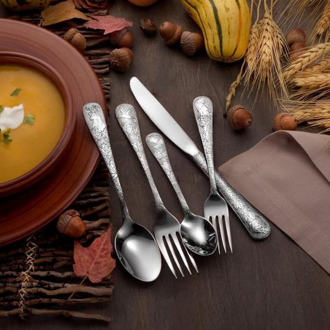 Liberty Tabletop American Outdoors 20 Piece Flatware set Service for Four Made in the USA Silverware