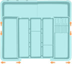 Utensil Drawer Organizer for Kitchen, Expandable Silverware Organizer Cooking Utensils Tray, Large Cutlery and Flatware Holder, Kitchen Tools & Gadgets Storage (Turquoise)