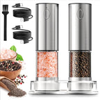 Electric Salt and Pepper Grinder Set – Rechargeable & Battery Operated, Automatic Stainless Steel Mills, Adjustable Coarseness, One-Handed Operation