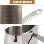 Stainless Steel Butter Warmer Pot with Scale Marks - 900ml/30.42oz Milk Heating Pot for Chocolate, Coffee, Tea - Multi-Layer Melting for Kitchen, Stovetop Safe(900ML)