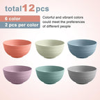 12 Pcs Unbreakable Cereal Bowls Set, 26 Oz Wheat Straw Bowls Set, Microwave & Dishwasher Safe Bowls for Kitchen, Reusable Plastic Bowls for Soup, Salad and Snack, BPA Free, Multicolor