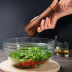 Salt and Pepper Grinder Set, Acacia Wood Salt Shaker with Ceramic/Stainless Steel Core, Modern and Elegant Wooden Salt and Pepper Set(2 Pack) 8 Inches Each