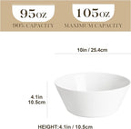 MALACASA Serving Bowls, 105 OZ Large Salad Bowls Set of 2, Porcelain White Bowls for Kitchen, Large Bowl for Salad, Soup, Pho and Fruit, Ceramic Serving Bowls for Party, Microwave Safe, Series Regular