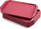 Plastic Fast Food Serving Tray,16.95 by 11.82-Inch,Set of 12 (Red)