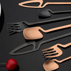 JASHII Silverware Set Satin Finish 24-Piece Stainless Steel Flatware Set Kitchen Utensil Set Service for 6 Tableware Cutlery Set Dishwasher Safe (Matte Rose Gold)