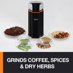 KRUPS Silent Vortex Electric Coffee Grinder: 3 oz Capacity, 5x Quieter, 175W Motor for Coffee Beans, Spices & Herbs - Removable Dishwasher-Safe Bowl, 12-Cup Yield, Black