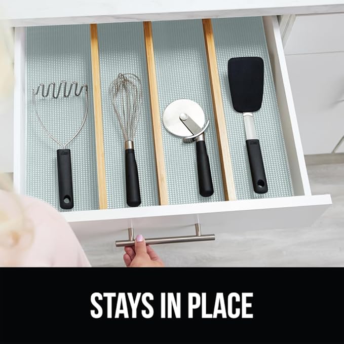 GORILLA GRIP powerGRIP Drawer Shelf and Cabinet Liner, Thick Strong Hold, Non-Adhesive Liners Protect Kitchen Cabinets and Cupboard, Bathroom Drawers, Easy Install, Breathable Mat, 20" x30', Spa Blue