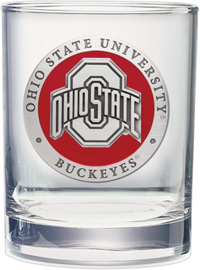 Heritage Pewter Ohio State Double Old Fashion | Double Rocks Glass 14 OZ for Liquor | Expertly Crafted Pewter Glass