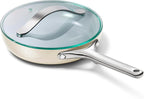 Caraway Nonstick Ceramic Mini Fry Pan With Glass Lid (1.05 qt, 8") - Non Toxic, PTFE & PFOA Free - Oven Safe & Compatible with All Stovetops (Gas, Electric & Induction) - Cream