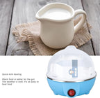 Chicken Egg Cooker Make Up to 7 Large Boiled Eggs Anti Dry Burning Automatic Power Off Egg Poacher with Heating Plate for Hard, Soft & Poached Eggs(Blue)