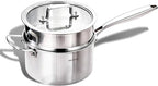DELARLO Tri-Ply Stainless Saucepan 3.5Quart Steamer Set With Glass Lid, Ergonomic Handle, Multipurpose Sauce Pan, Kitchen Sauce Pot，Oven Safe