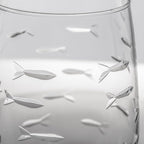 Rolf Glass School of Fish 18oz All Purpose Wine Glass | Set of 4 | Large Wine Glasses | Lead-free Crystal Glass | Engraved Wine Glasses | Made in the USA