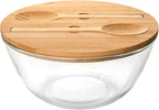 GEHE Glass Salad Bowl with Lid, 10.6Inch Large Trifle Bowl Glass Fruit Bowl, 4.7 Quart Large Capacity Serving Bowls for Salad, Pasta, Fruit, Dessert Display Cake, Microwave Safe