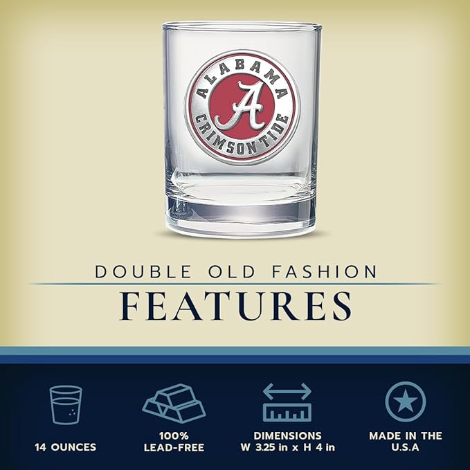 Heritage Pewter University of Alabama Clear 14 oz Glass