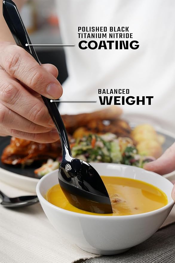 Dalstrong Flatware Cutlery Set - 20 Piece - Black High-Carbon Stainless Steel - Silverware Dinner Knife, Dinner Fork, Dinner Spoon, Dessert Fork, Dessert Spoon - Service for 4 - Table Dinner Set