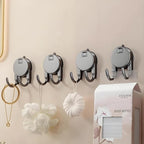 4 Pack Heavy Duty Suction Cup Hooks - No Drill Vacuum Suction Hanger for Bathroom, Kitchen, Glass/Tile/Metal, Holds Towels, Keys, Utensils (Gunmetal Gray)