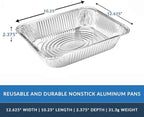 Nicole Home Collection Aluminum Pans With Lids Half Size 9x13 Extra Heavy Duty, Disposable Foil Pans For Baking (25 Sets)