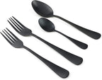 24-Piece Stainless Steel Flatware Set, Matte Black Finish, Service for 4
