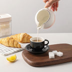 Sweejar Porcelain Espresso Cup & Saucer Set, Stackable Demitasse Cups with Metal Stand, 2.5 OZ for Latte,Coffee,Cafe Mocha,Tea, Set of 6 (Black)