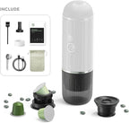 Portable Electric Espresso Machine, Travel Coffee Maker for Camping, Car Coffee Maker Self-Heating with USB-C, With Ground Coffee & NS Capsule for RV, Hiking, Office (White)