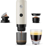 Portable Espresso Machine, Travel Coffee Maker for Camping, Car Coffee Maker Self-Heating with USB-C, 2 in 1 With Ground Coffee & NS Capsule for RV, Hiking, Office,Christmas Gifts for Men(White)