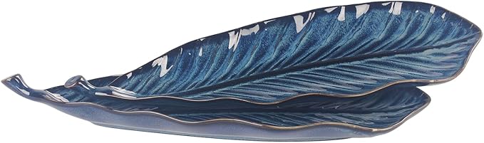 Ceramic Platter Olives Plate Set of 2, Large Serving Trays Salad, Appetizer, Cheese, charcuterie, Biscuits and snacks, Plate for Entertaining, Dishwasher Microwave Safe, Royal blue 17 Inch