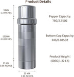 Luvan Professional Grade Pepper Grinder,External Adjustable Coarseness Manual Pepper Mill Grinder, Heavy Duty Aluminum Coarse Pepper Grinder Refillable,Spice Grinder with Stainless Steel Burrs (Gray)