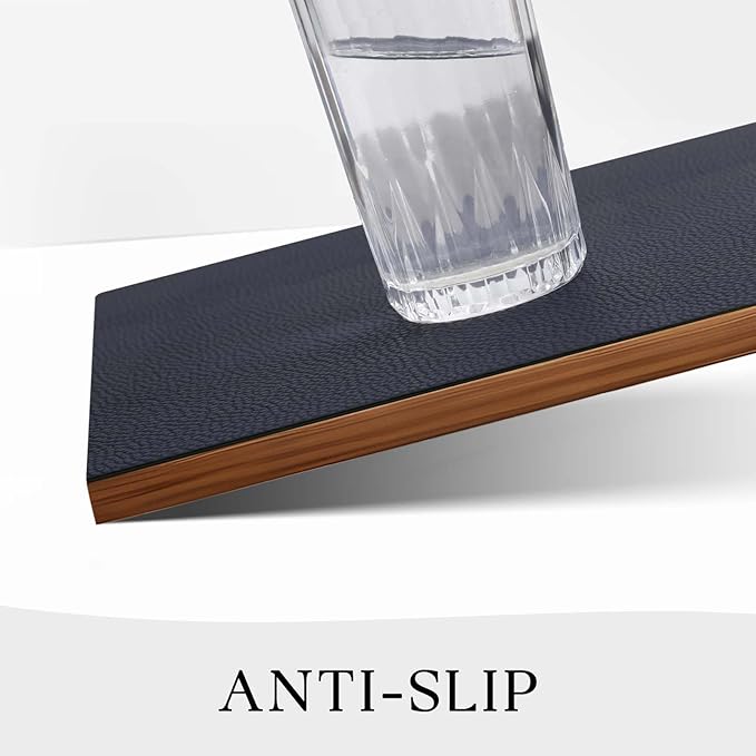 MOSAYT Vinyl Placemats Set of 8, Heat Resistant Place Mats 100% Waterproof Washable & Wipeable Faux Leather Reversible Table Mats for Kitchen Dining Party Indoor Outdoor, 12" x 17", Black