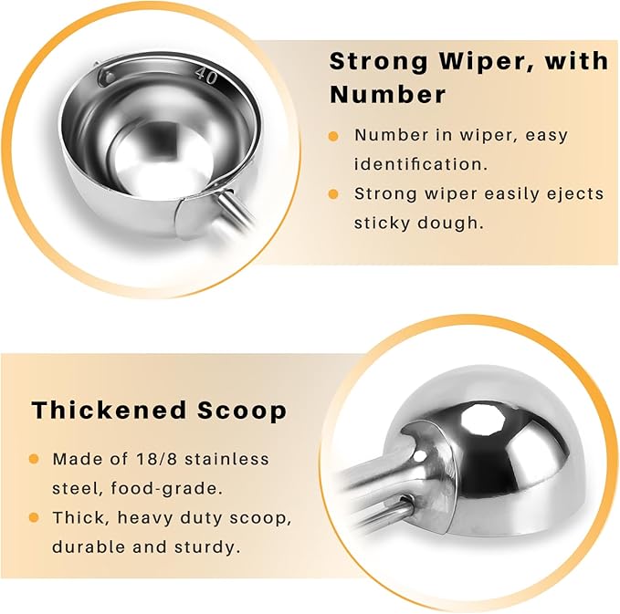 Cookie Scoop Set - Small/1 Tbsp, Medium/2 Tbsp, Large/3 Tbsp - Cookie Dough Scoop, Cookie Scoops for Baking Set of 3,18/8 Stainless Steel Melon Baller Scoops Ice Cream Scoop