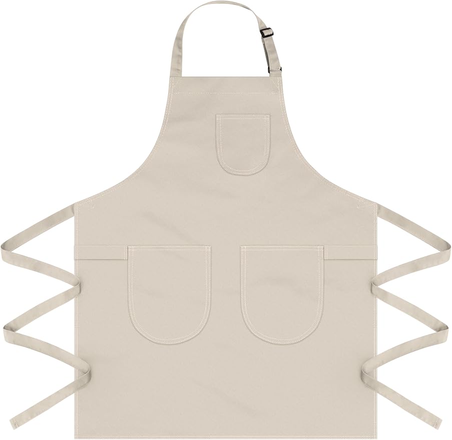 Unisex Apron with Pockets for Cooking, Salon & Art - 100% Cotton Adult Kitchen, Chef, Stylist Apron