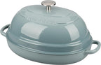 Enameled Oval Cast Iron Dutch Oven Pot with Lid, Bread Dutch Oven for Sourdough Bread Baking, 6QT, Seasalt