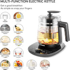 Electric Kettle Temperature Control Glass Tea Kettle Programmable Control Tea Pot, 2 Liter Stainless Steel Tea Maker & Coffee Kettle with Tea Infuser, Egg Cooker and Yogurt Box, BLACK