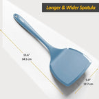 Silicone Pancake Spatula Turner with Lengthened Handle& Seamless Design, Heat Resistant Cooking Spatulas for Nonstick Cookware, Large Flexible Kitchen Utensils, Flipper for Egg, Pancake, Starry Blue