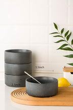 famiware Star Cereal Bowl Set, Soup Bowls Set of 6, Double Reactive Glaze, Stackable, 23 oz Deep Bowls Suitable for Popcorn, Oatmeal, Dessert - Dishwasher and Microwave Safe, Matte Dark Charcoal