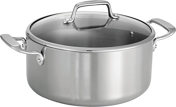 Tramontina Tri-Ply Clad Stainless Steel 5-Quart Dutch Oven Pot with Glass Lid, Induction-Ready, Dishwasher-Safe, NSF-Certified