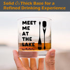 kunlisa Lake Lovers Gifts Whiskey Glasses, Lake House Decor and Gifts, Meet Me at the Lakes 10 oz Drinking Rocks Glasses for Women Men Whisky Cocktail Scotch Bourbon Liquor