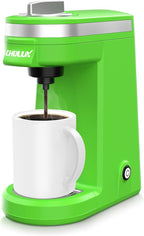 CHULUX Mini Single Serve Coffee Maker for K Cup Capsule, Tiny Small Size Coffee Machine for One Person Travel, RV, Truck and Home, Green