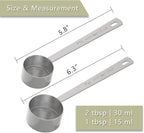 2PCS Coffee Scoop Set (1tbsp, 2tbsp), Long Handle Measuring Spoon, 15 ml and 30 ml Stainless Steel Coffee Scooper