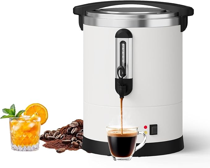 80 Cups Large Coffee Urn with Double Wall Insulation, 12L/3.2 Gallon Stainless Steel Commercial Electric Coffee Maker with Hot Drinks and Hot Water, for Weddings, Parties, Catering, and Buffets