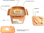 e-jen Premium Kimchi, Sauerkraut Container Probiotic Fermentation with Inner Vacuum Lid (Earthenware Brown, 1.9 gal/ 7.4L)