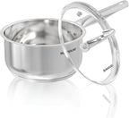 SUNHOUSE – 1.5 Quart Stainless Steel Sauce Pan with Lid - PFOA-FREE, High Stainless Steel Sauce Pan, Induction base, Stay-Cool Handle, Compatible with All Cooktops Gas, Geramic, Electric etc.