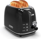 Toaster 2 slice,Retro Stainless Steel Toaster with 6 Settings, 1.5 In Extra Wide Slots, Bagel/Defrost/Cancel Function, Removable Crumb Tray (Dark)