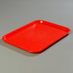 Carlisle FoodService Products Cafe Fast Food Cafeteria Tray with Patterned Surface for Cafeterias, Fast Food, And Dining Room, Plastic, 17.87 X 14 X 0.98 Inches, Red, (Pack of 12)