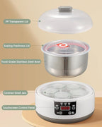 36 Hour Yogurt Maker, Automatic Digital Yoghurt Maker with Constant Temperature Control and Timer, Multifunctional Probiotic Yogurt Machine for Home Cheese, Fruit Wine (With 4 Glass Jars 42 Ozs)