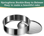 Springform Pan, Stainless Steel Springform Cake Pan, Leakproof & Nonstick Cheesecake Pan, 4" 7" 9" Round Cake Molds with 50 Pcs Paper Liners and 7 Pcs Piping Tips