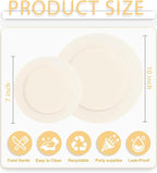 WDF 200PCS Ivory Plastic Plates - Elegant Ivory Disposable Plates for Party- Include 100 Dinner Plate 10’’ and 100 Plastic Dessert Plate 7’’ Perfect for Wedding/Party/BirthdayBaby Shower