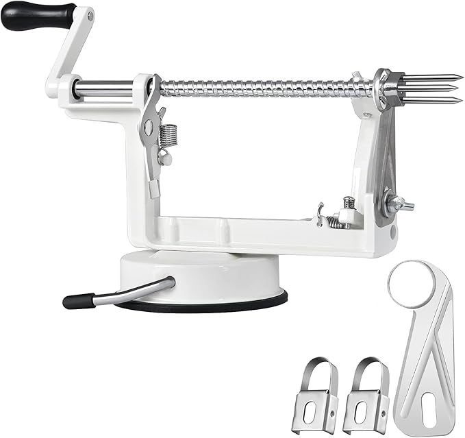 Apple Peeler Slicer Corer with Stainless Steel Blades and Powerful Suction Base for Apples Pears Potatoes(White)